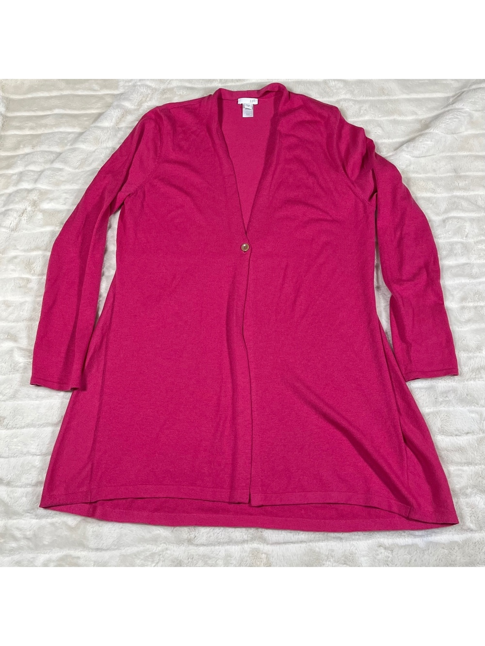 J.Jill M Dark Pink Btn Fall Spring Office Preppy Wool Blend Long Solid Cardigan